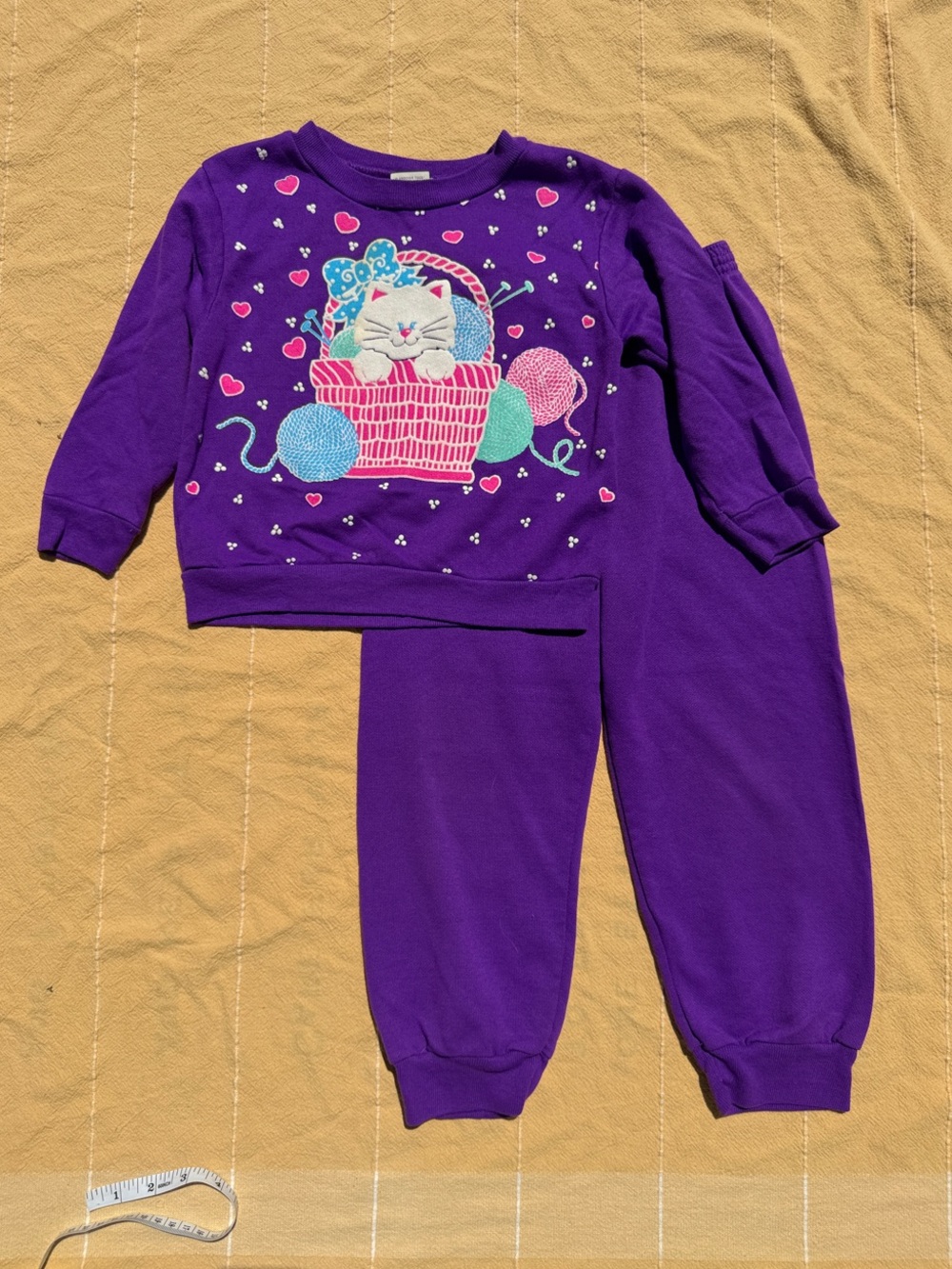 Purple Kids Cat Basket Pajama Set -